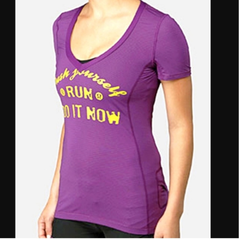 Lululemon Athletica Run Do It Now Purple Short Sleeve Tee size 6 GUC